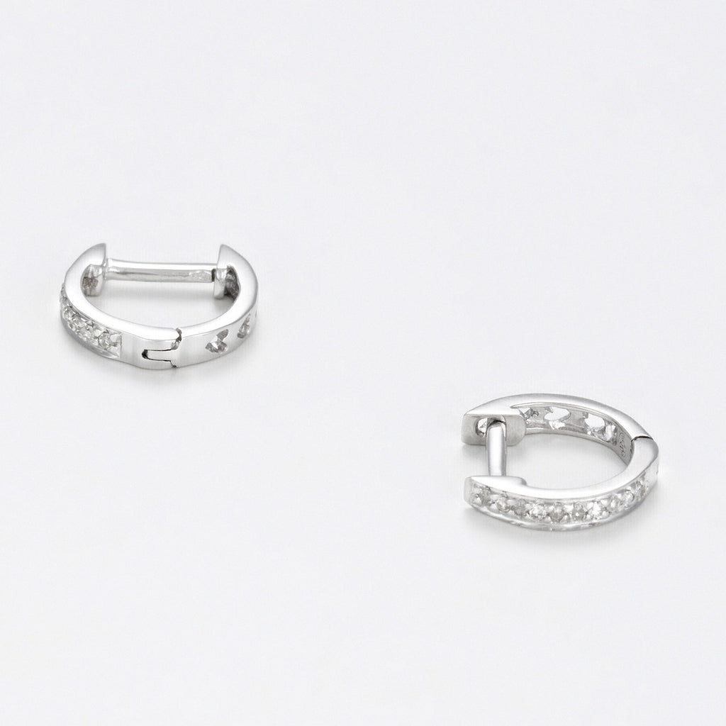 Boucles D'Oreilles "Anneau Pm" Diamants 0,06Ct/20 - Or Blanc