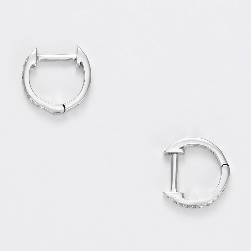 Boucles D'Oreilles "Anneau Pm" D0,06Ct/20 - Or Blanc 375/1000