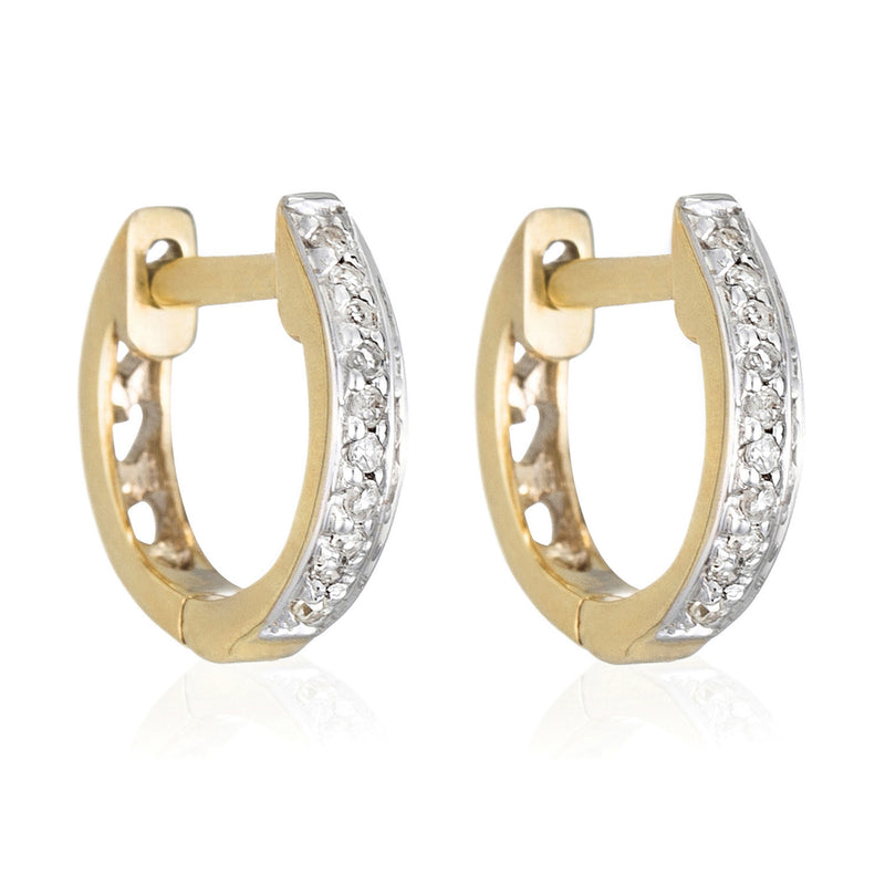 Boucles D'Oreilles "Anneau Pm" Diamants 0,06Ct/20 - Or Jaune 375/1000
