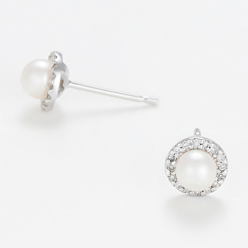 Boucles D' Oreilles "Perles Enchantées" D0,14/32 Perles Blanches 4Mm - Or Blanc 375/1000