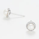 Boucles D' Oreilles "Perles Enchantées" Diamants 0,14/32 Perles Blanches 4Mm - Or Blanc 375/1000