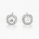 Boucles D'Oreilles "Carré Topazien" Diamants 0,11/36 Et Topaze Blanche 0,74/2 - Or Blanc 375/1000