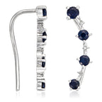 Boucles D'Oreilles Grimpantes "Océan" Diamant 0,018/6, Saphir 0,49Ct/8