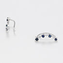 Boucles D'Oreilles Grimpantes "Océan" D0,018/6, Saphir 0,49Ct/8 - Or Blanc 375/1000