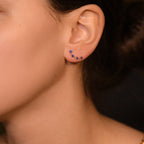 Boucles D'Oreilles Grimpantes "Océan" Diamant 0,018/6, Saphir 0,49Ct/8
