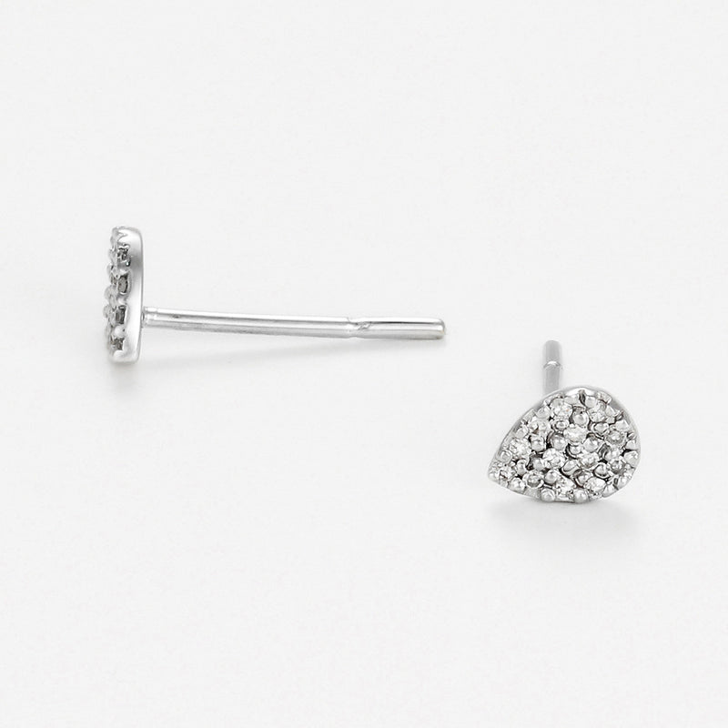 Boucles D'Oreilles "Gouttes De Pluie" Diamants : 0,08Ct/26 - Or Blanc 375/1000