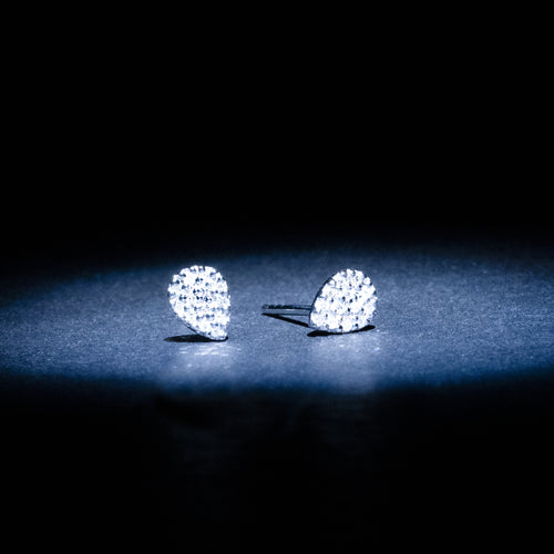 Boucles D'Oreilles "Gouttes De Pluie" Diamants : 0,08Ct/26 - Or Blanc 375/1000