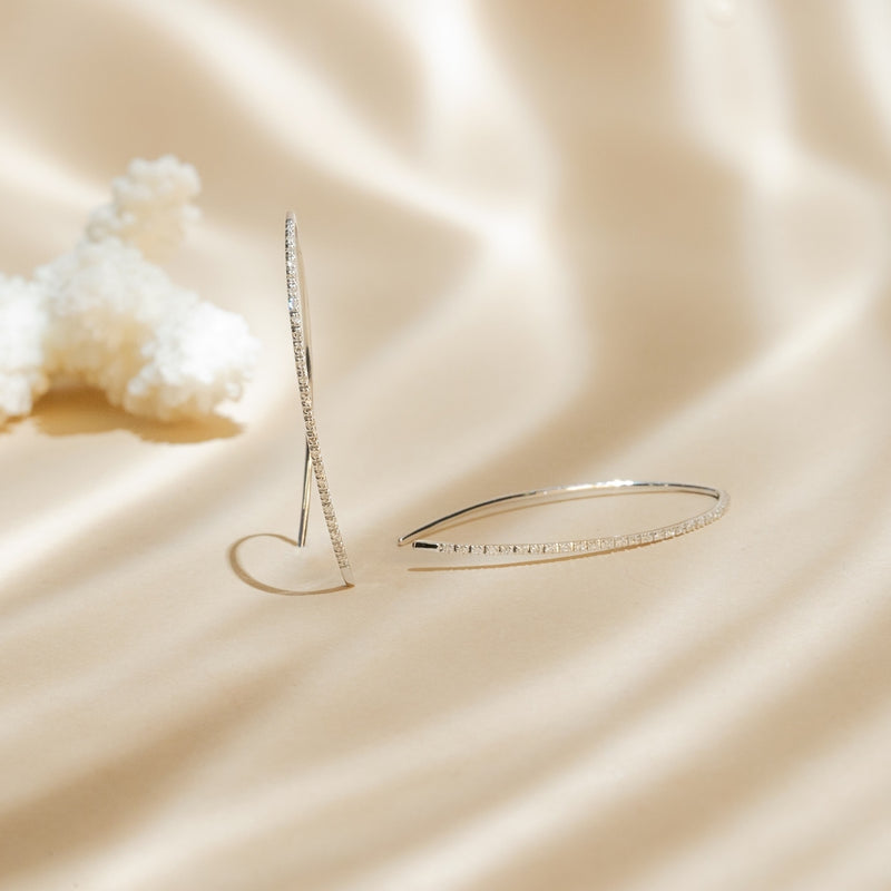 Boucles D'Oreilles "Lianes Précieuses" Diamant 0,150/50 - Or Blanc