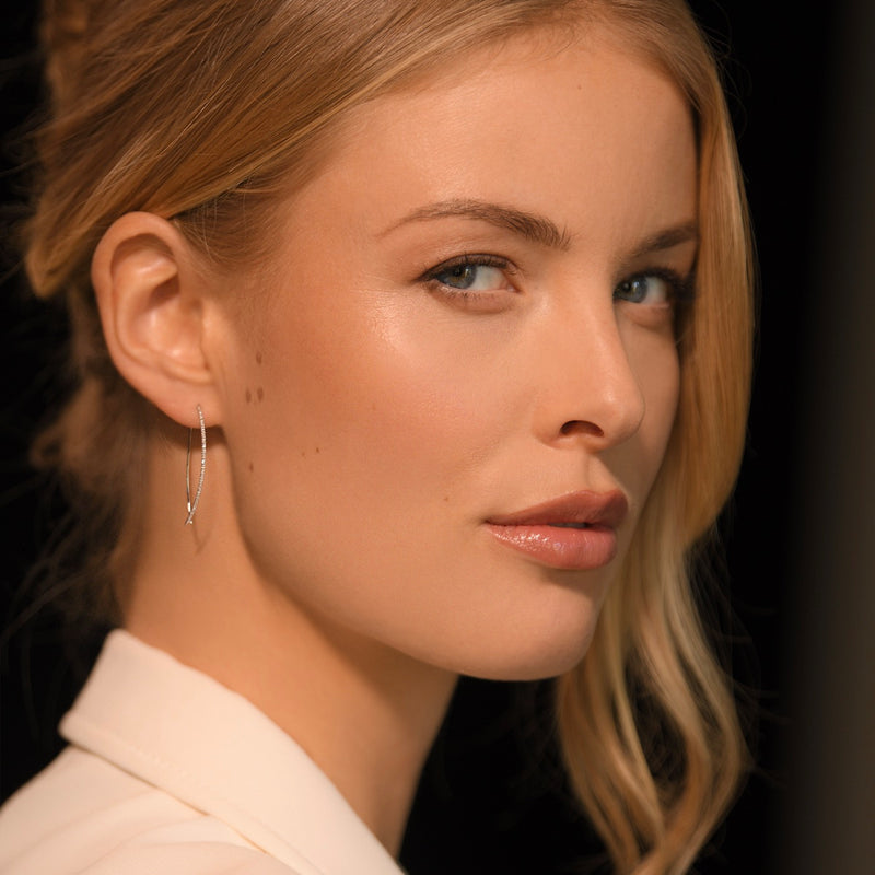 Boucles D'Oreilles "Lianes Précieuses" Diamant 0,150/50 - Or Blanc 375/1000