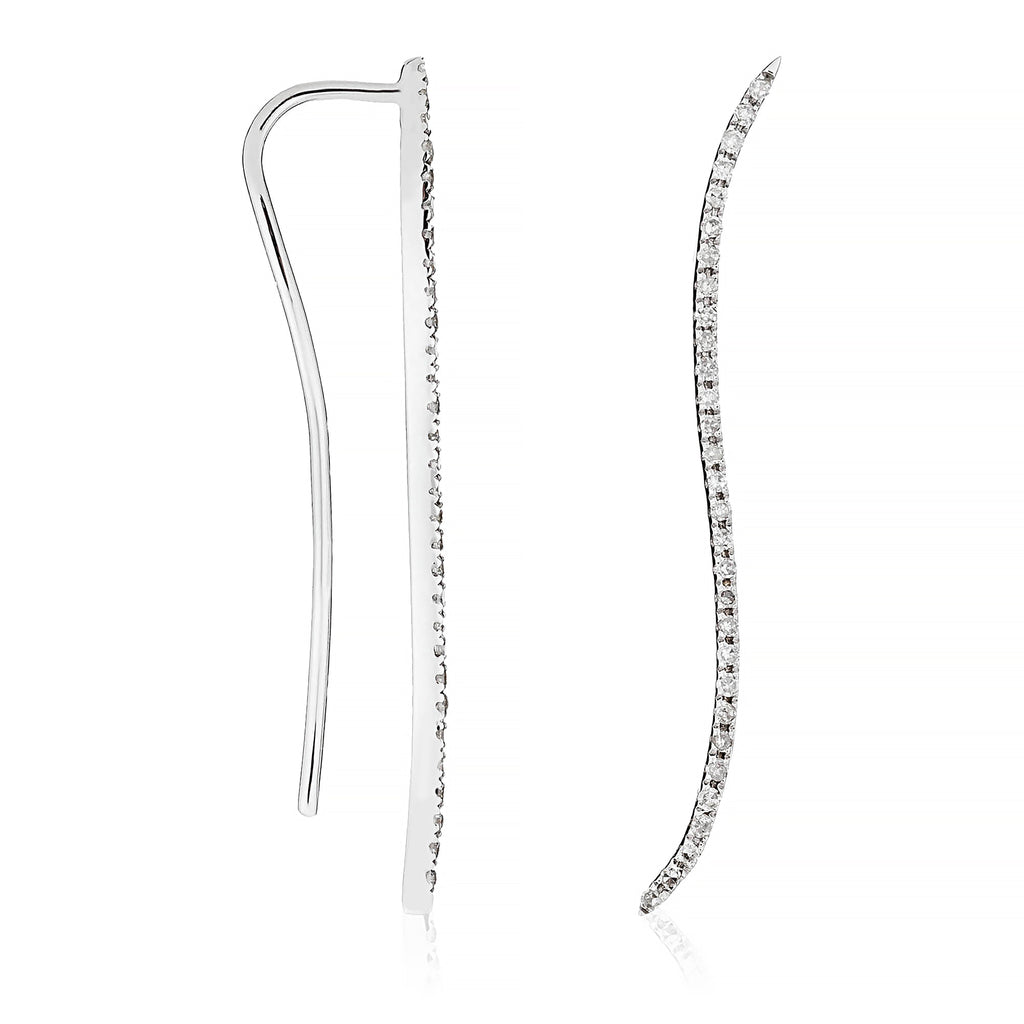Boucles D'Oreilles Grimpantes "Vagues De Diamants" D0,13/42