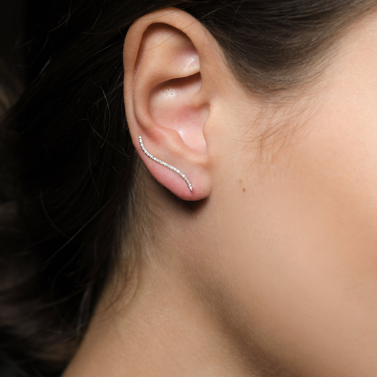 Boucles D'Oreilles Grimpantes "Vagues De Diamants" D0,13/42