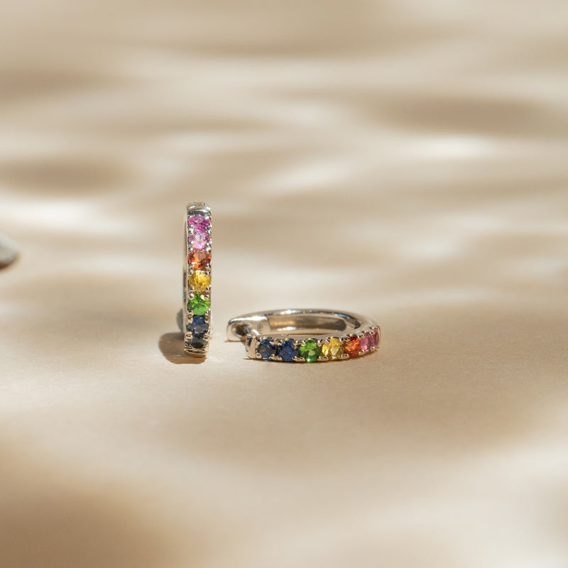 Boucles D'Oreilles "Colorful Love" - Or Blanc