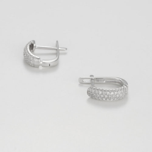 Boucles D'Oreilles "Iratia" D0,12Ct/68 - Or Blanc 375/1000