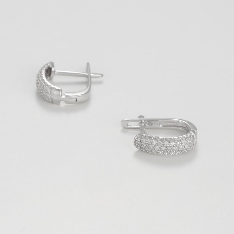 Boucles D'Oreilles "Iratia" D0,12Ct/68 - Or Blanc 375/1000