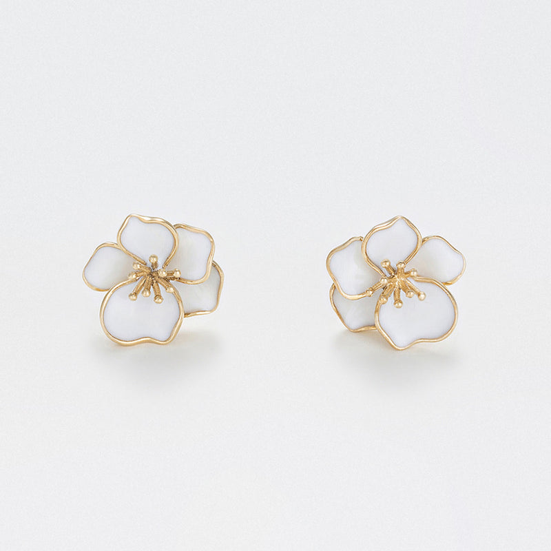 "Orchid" Earrings - 375/1000 Yellow Gold