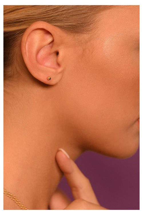 Boucles D'Oreilles "Puce 3Mm" - Or Jaune 375/1000