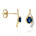 Boucles D'Oreilles "Marquise Dorée Saphir" Or Bicolore 375/1000