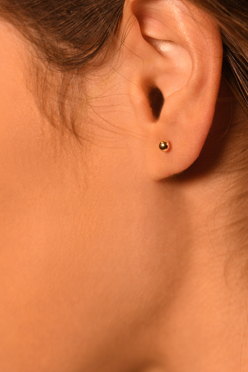 Boucles D'Oreilles "Demi Boule 3Mm " Or Jaune 375/1000