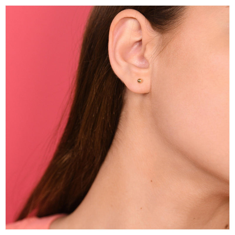 Boucles D'Oreilles "Demi Boule 3Mm "Or Jaune 375/1000