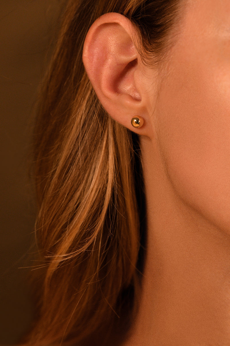Boucles D'Oreilles " Demi Boule 7Mm" Or Jaune 375/1000