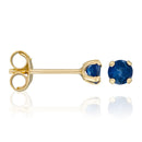 Boucles D'Oreilles "Little Blue 3Mm : 0,15Ct/2 " Or Jaune 375/1000