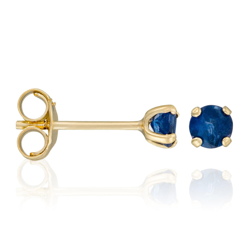 Boucles D'Oreilles "Little Blue 3Mm : 0,15Ct/2 " Or Jaune 375/1000