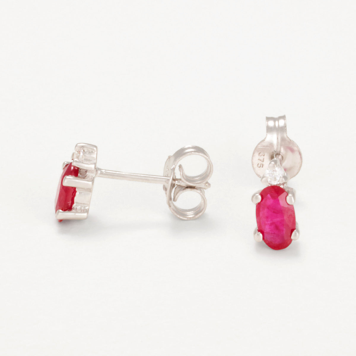 Boucles D'Oreilles "Ruby" Or Blanc 375/1000