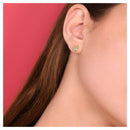 Boucles D'Oreilles "Aya" - Jade Verte, Or Jaune 375/1000