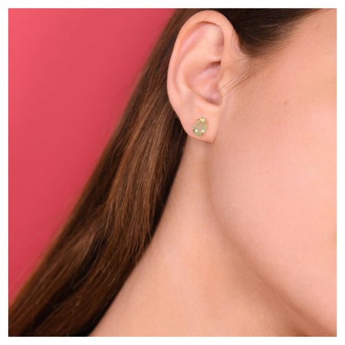 Boucles D'Oreilles "Aya" - Jade Verte, Or Jaune 375/1000
