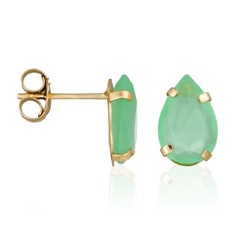 Boucles D'Oreilles "Aya" - Jade Verte, Or Jaune 375/1000