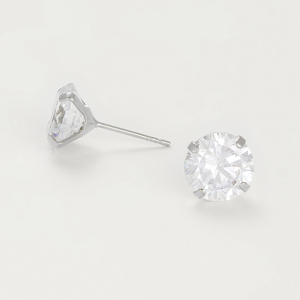 Boucles D'Oreilles "Simply You 8Mm" Or Blanc 375/1000 Et Zirconium