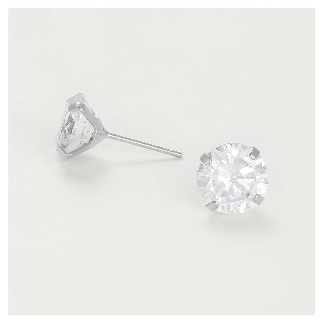 Pendientes “Simply You 8Mm” Oro Blanco 375/1000 Y Circonitas