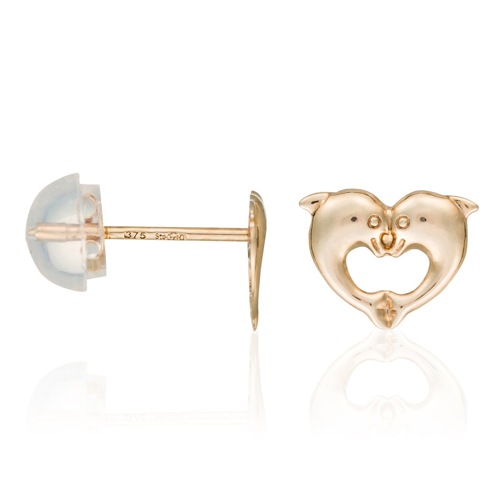 Pendientes Infantiles "Delfines Maravillosos" Oro Amarillo 375/1000