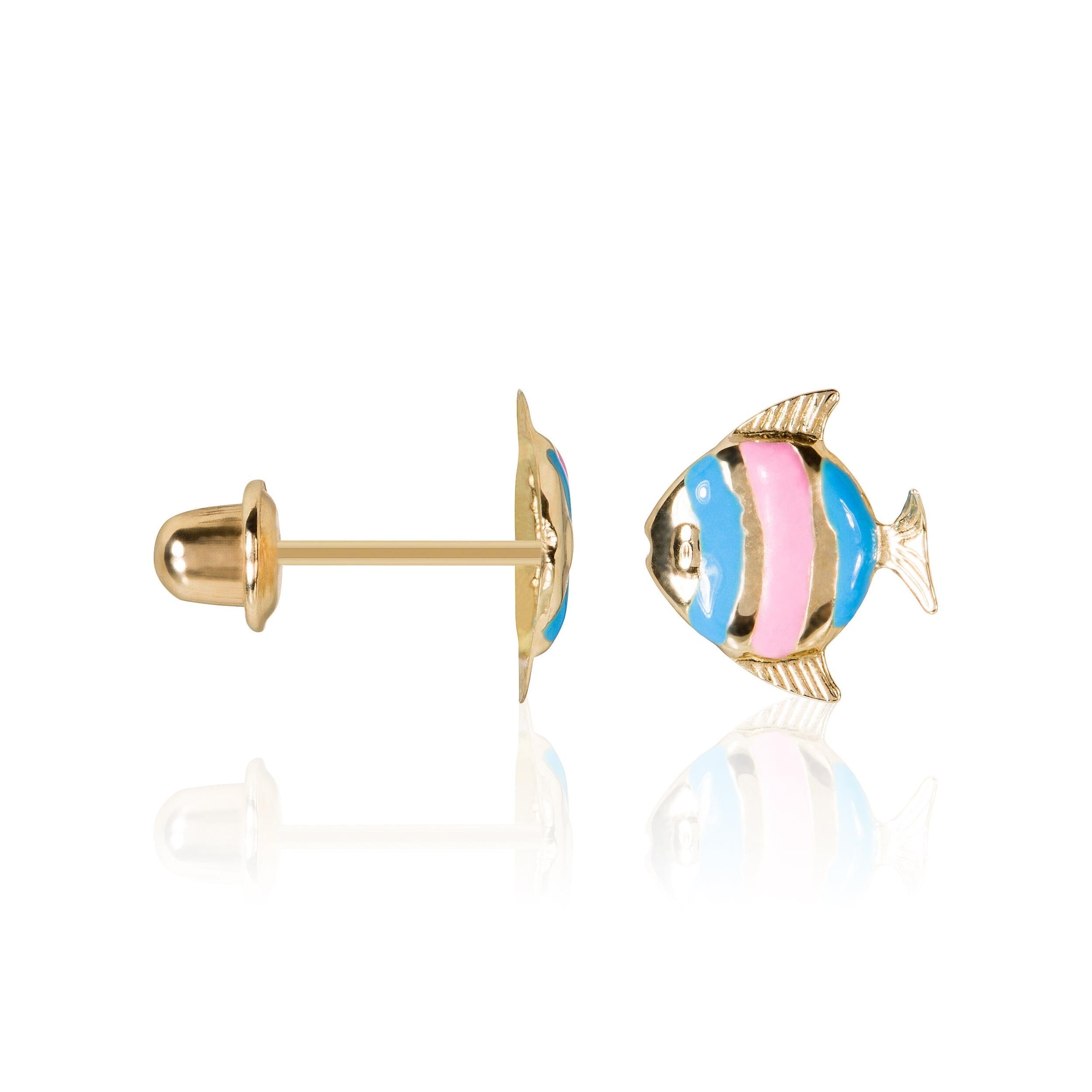 Children's "Happy Fish" Earrings in 375/1000 Yellow Gold