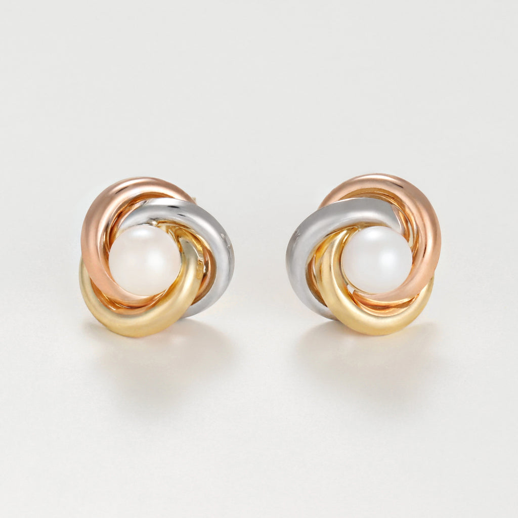 Boucle D'Oreille "April" Or Tricolore 375/1000 Et Perle