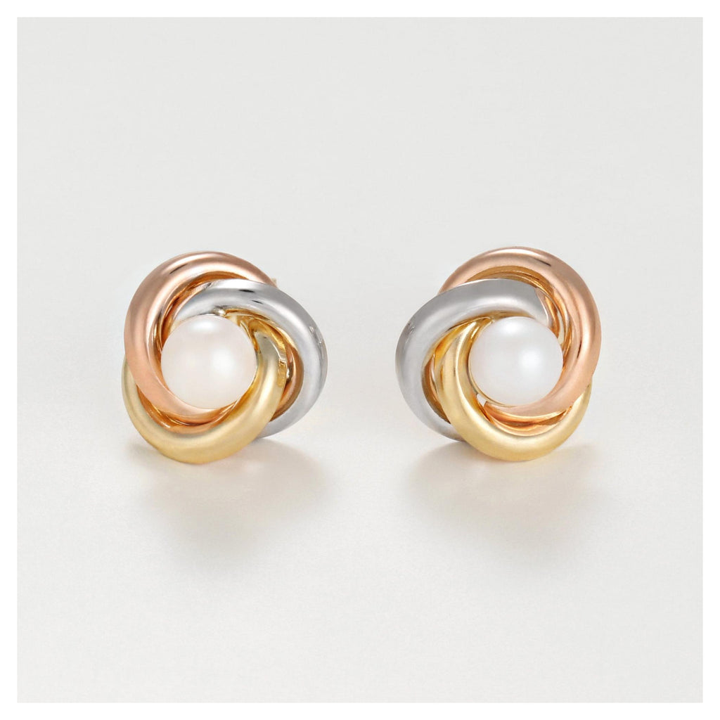Pendientes "April" Oro Tricolor 375/1000 y Perla