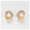 Boucles D'Oreilles "April" Or Tricolore 375/1000 Et Perle