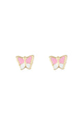 Boucles D'Oreilles Enfant "Papillon Amoureux" Or Jaune 375/1000