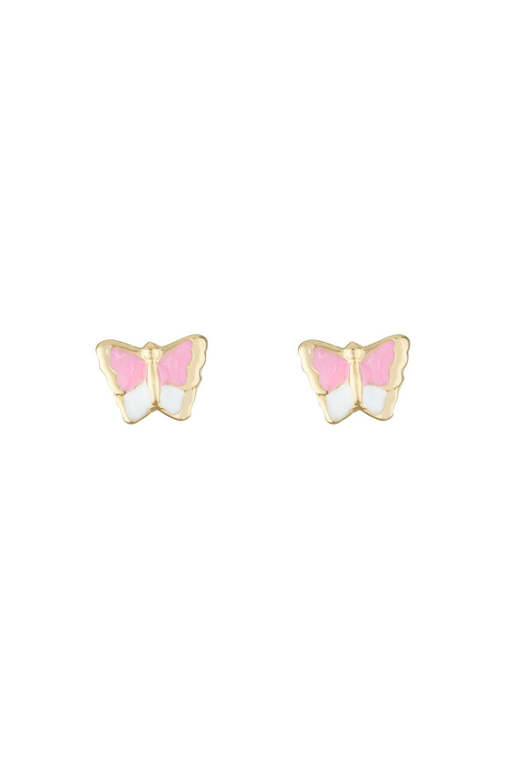 Boucles D'Oreilles Enfant "Papillon Amoureux" Or Jaune 375/1000