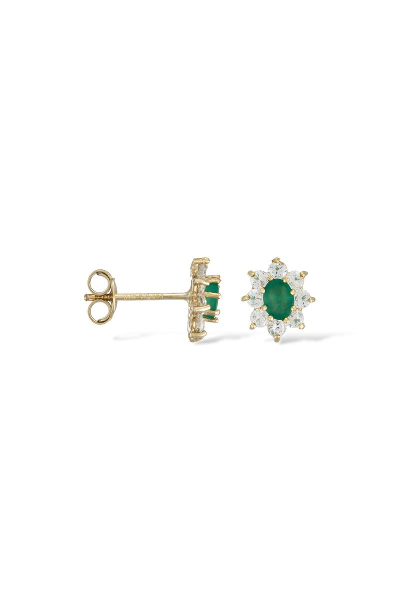 Boucles D'Oreilles "Marguerite Emeraude" 0,20Ct/2