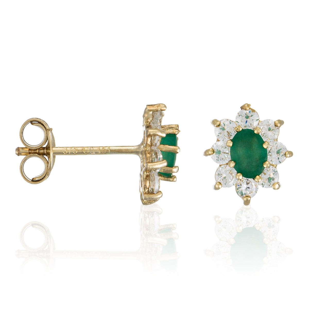 Boucles D'Oreilles "Marguerite Emeraude" 0,20Ct/2