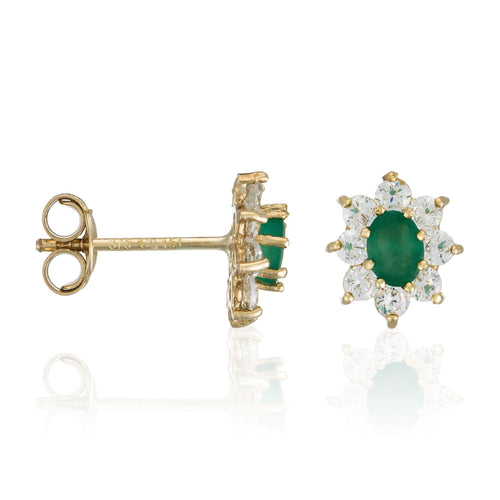 Boucles D'Oreilles "Marguerite Emeraude" 0,20Ct/2