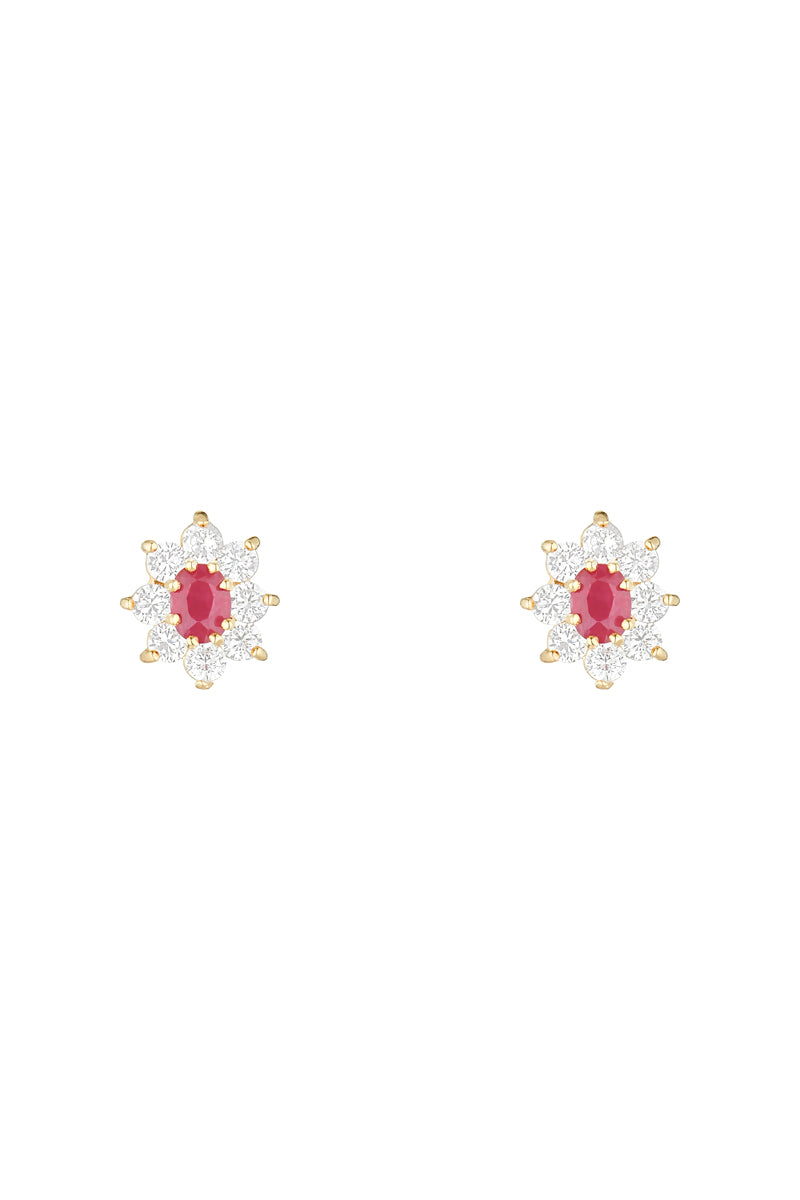 Boucles D'Oreilles "Marguerite Rubis" 0,23Ct/2