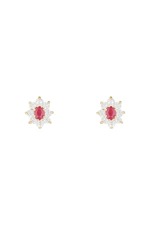 Boucles D'Oreilles "Marguerite Rubis" 0,23Ct/2