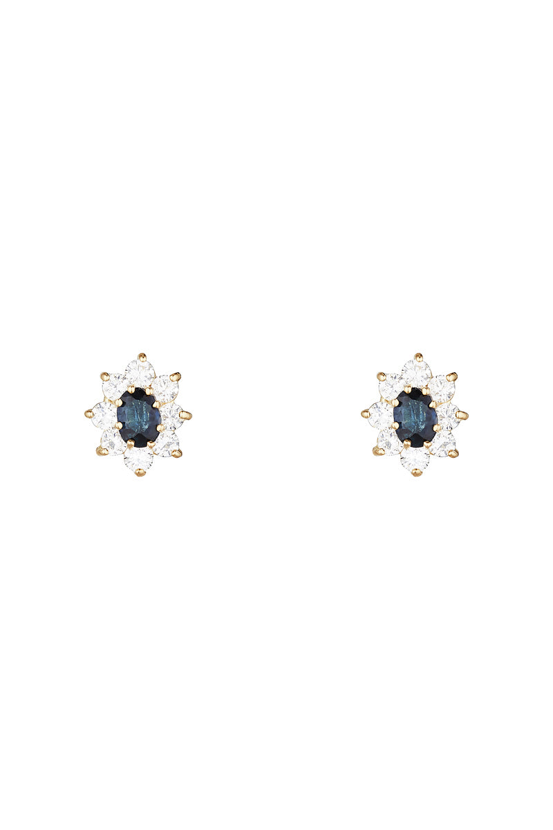 Boucles D'Oreilles "Margherite Saphir" Or Jaune 375/1000
