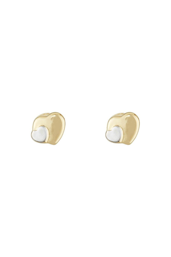 375/1000 Two-Tone Gold “Little Heart” Children’s Earrings