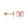 Boucles D'Oreilles Enfant "Papillon Rose" Or Jaune 375/1000