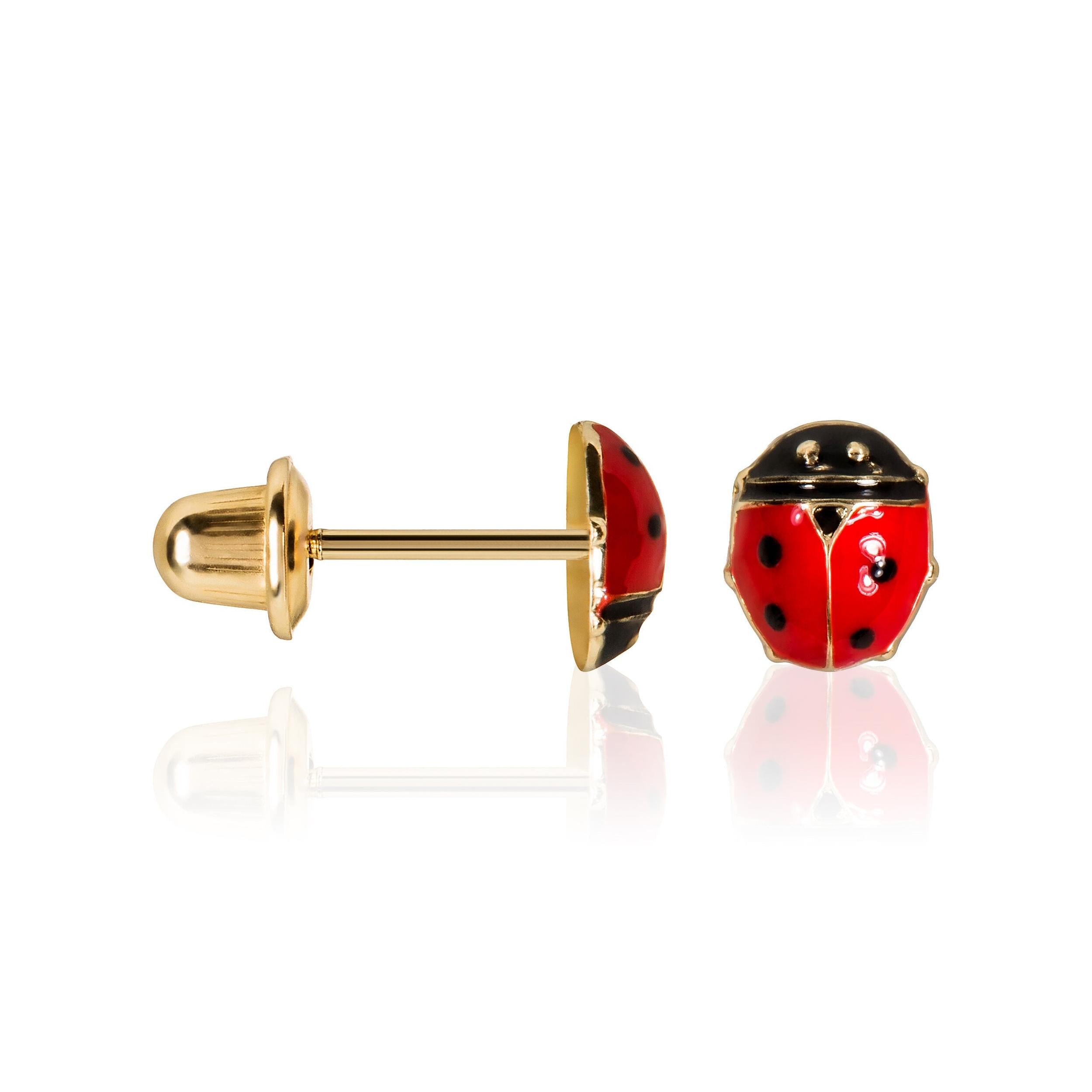 Boucles D'Oreilles Enfant "Happy Coccinelle" Or Jaune 375/1000