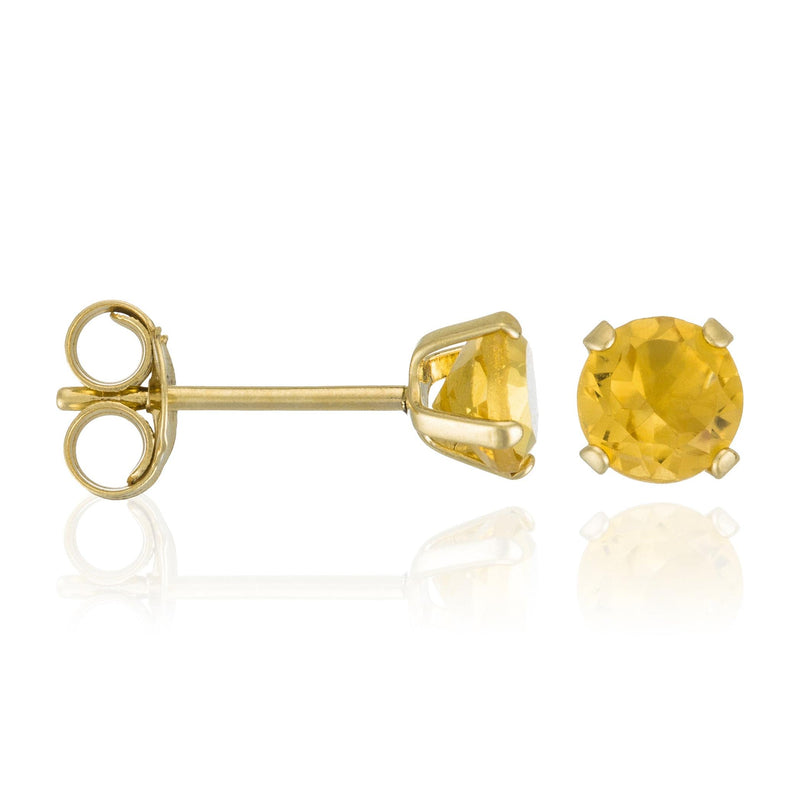 Boucles D'Oreilles "Puce Citrine 4Mm" :0,4Ct/2