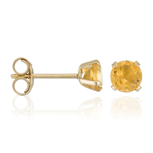 Boucles D'Oreilles "Puce Citrine 4Mm" :0,4Ct/2